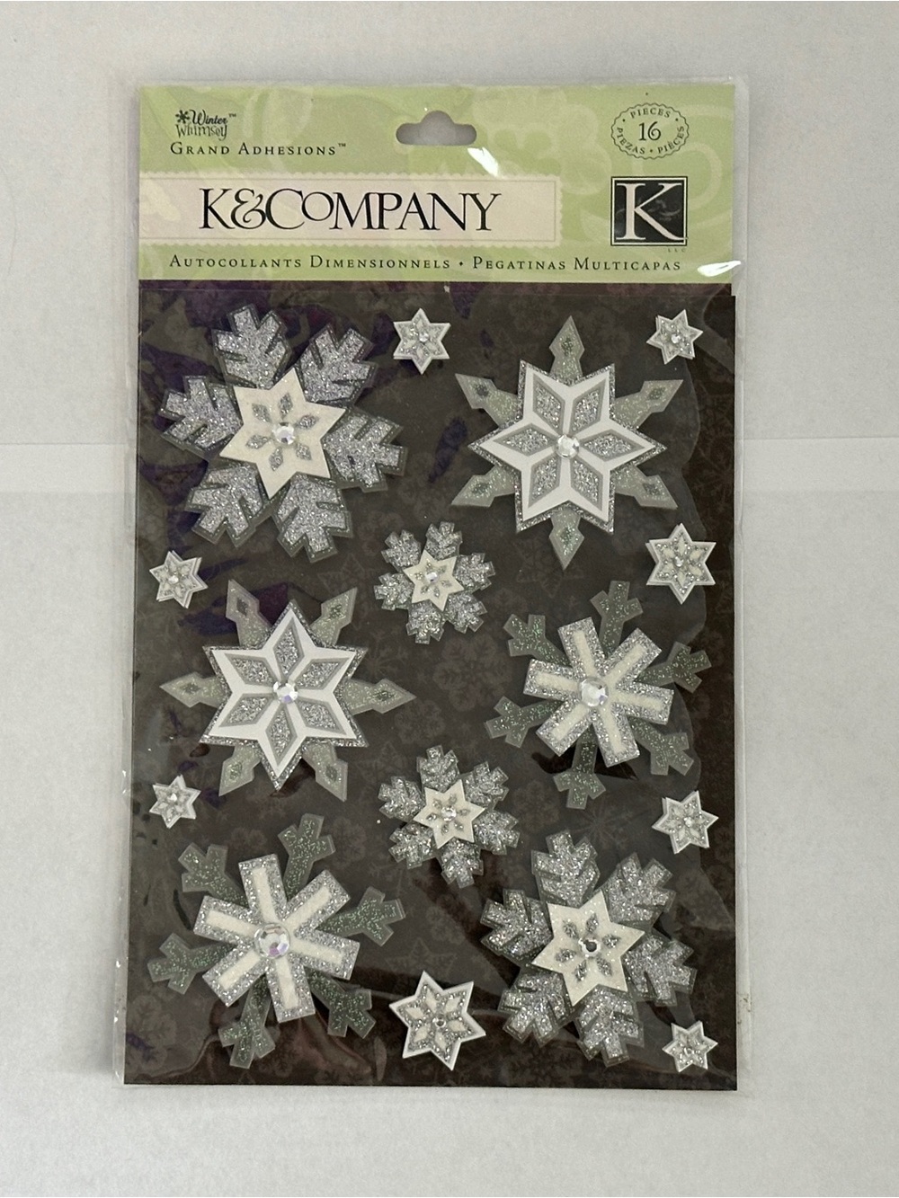 NWT K&Company Dimensionnels Winter Whimsy Snowflakes Grand Adhesions Stickers